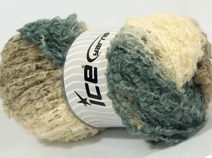 Lot of 4 x 100gr Skeins Ice Yarns BEATRICE (20% Mohair 30% Wool) Yarn Cream Beige Grey