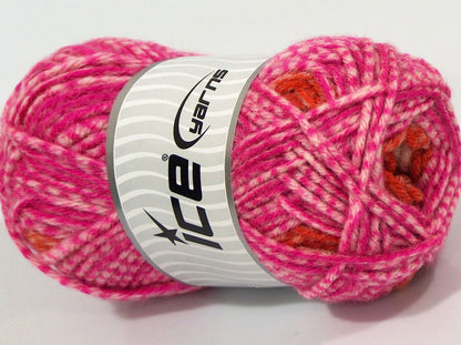 Lot of 4 x 100gr Skeins Ice Yarns MANAUS (40% Wool 10% Viscose) Yarn Fuchsia Lilac Orange White