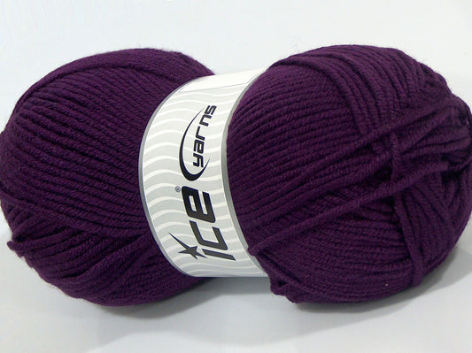 Lot of 2 x 200gr Skeins Ice Yarns SALE PLAIN Hand Knitting Yarn Dark Purple