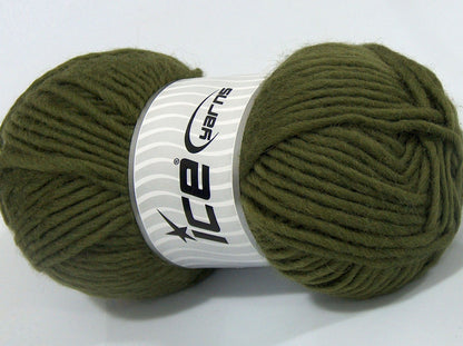 Lot of 4 x 100gr Skeins Ice Yarns TERESINA (100% Wool) Hand Knitting Yarn Khaki