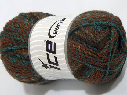 Lot of 2 x 210gr Skeins Ice Yarns SALE SELF-STRIPING Yarn Brown Shades Turquoise