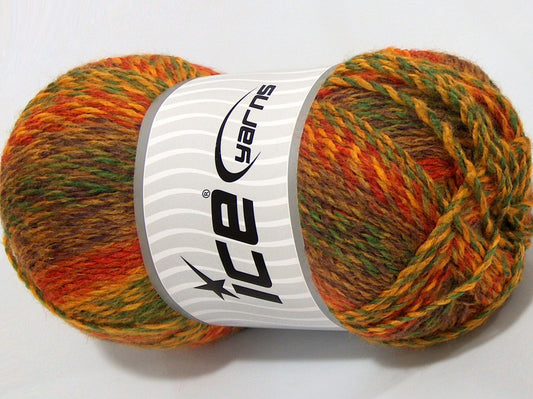 Lot of 2 x 185gr Skeins Ice Yarns SALE SELF-STRIPING Yarn Brown Yellow Red Green