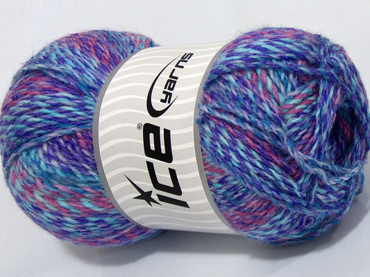 Lot of 2 x 190gr Skeins Ice Yarns SALE SELF-STRIPING Yarn Turquoise Orchid Purple