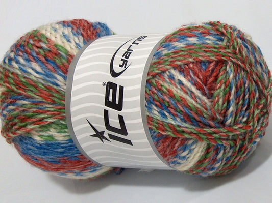 Lot of 2 x 200gr Skeins Ice Yarns SALE SELF-STRIPING Yarn Blue Copper Green White