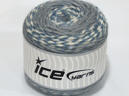 Lot of 2 x 220gr Skeins Ice Yarns SALE CAKES YARN (90% Wool) Yarn Grey Jeans Blue White