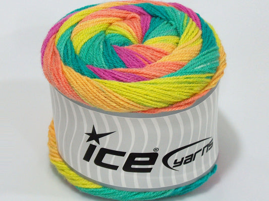 Lot of 2 x 195gr Skeins Ice Yarns SALE CAKES YARN Hand Knitting Yarn Rainbow