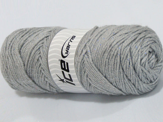 Lot of 3 x 150gr Skeins Ice Yarns SALE METALLIC Hand Knitting Yarn Light Grey