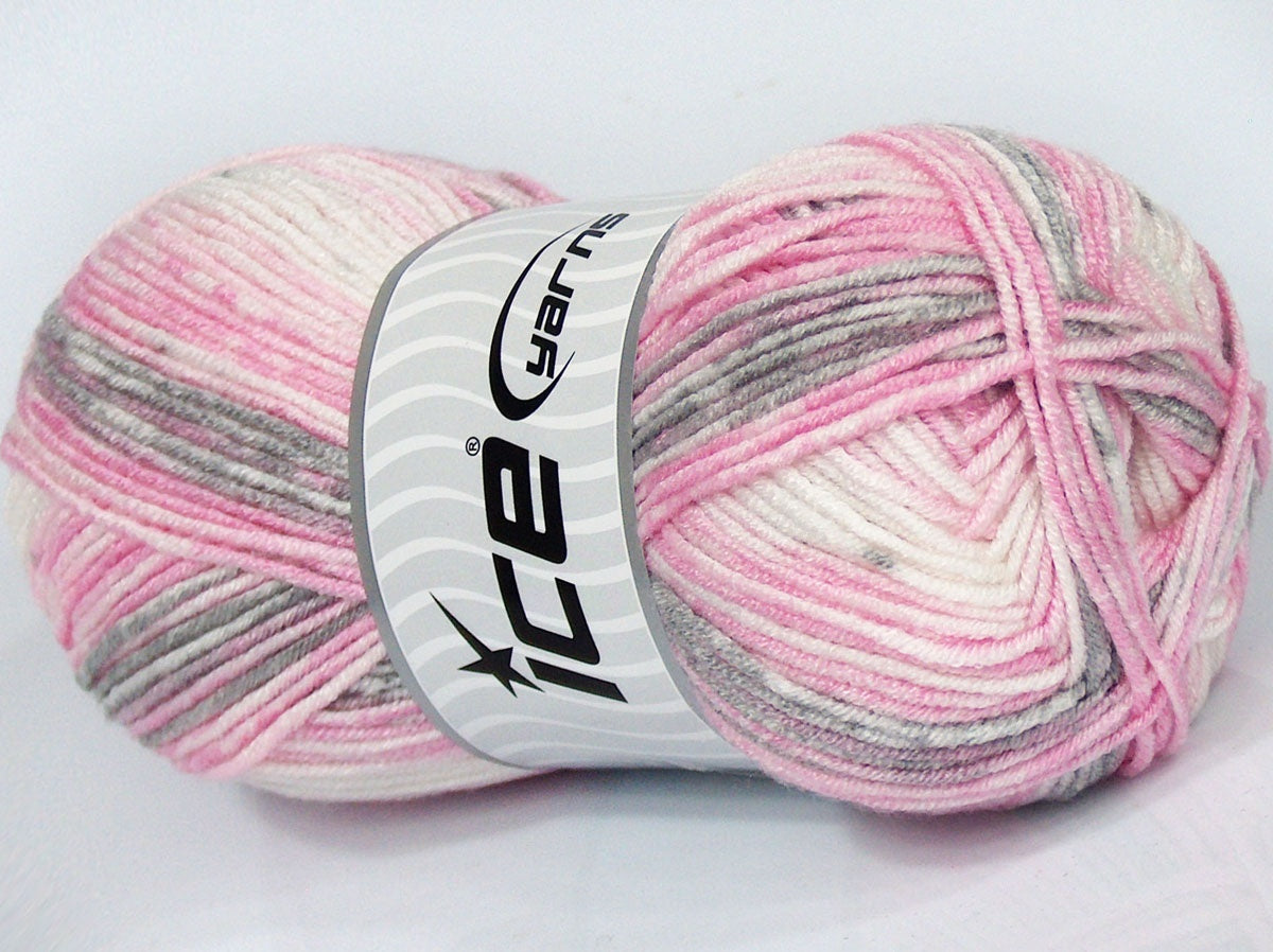 Lot of 4 x 100gr Skeins Ice Yarns HAPPY BABY Yarn Pink Shades Grey Shades Cream