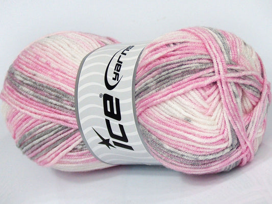 Lot of 4 x 100gr Skeins Ice Yarns HAPPY BABY Yarn Pink Shades Grey Shades Cream