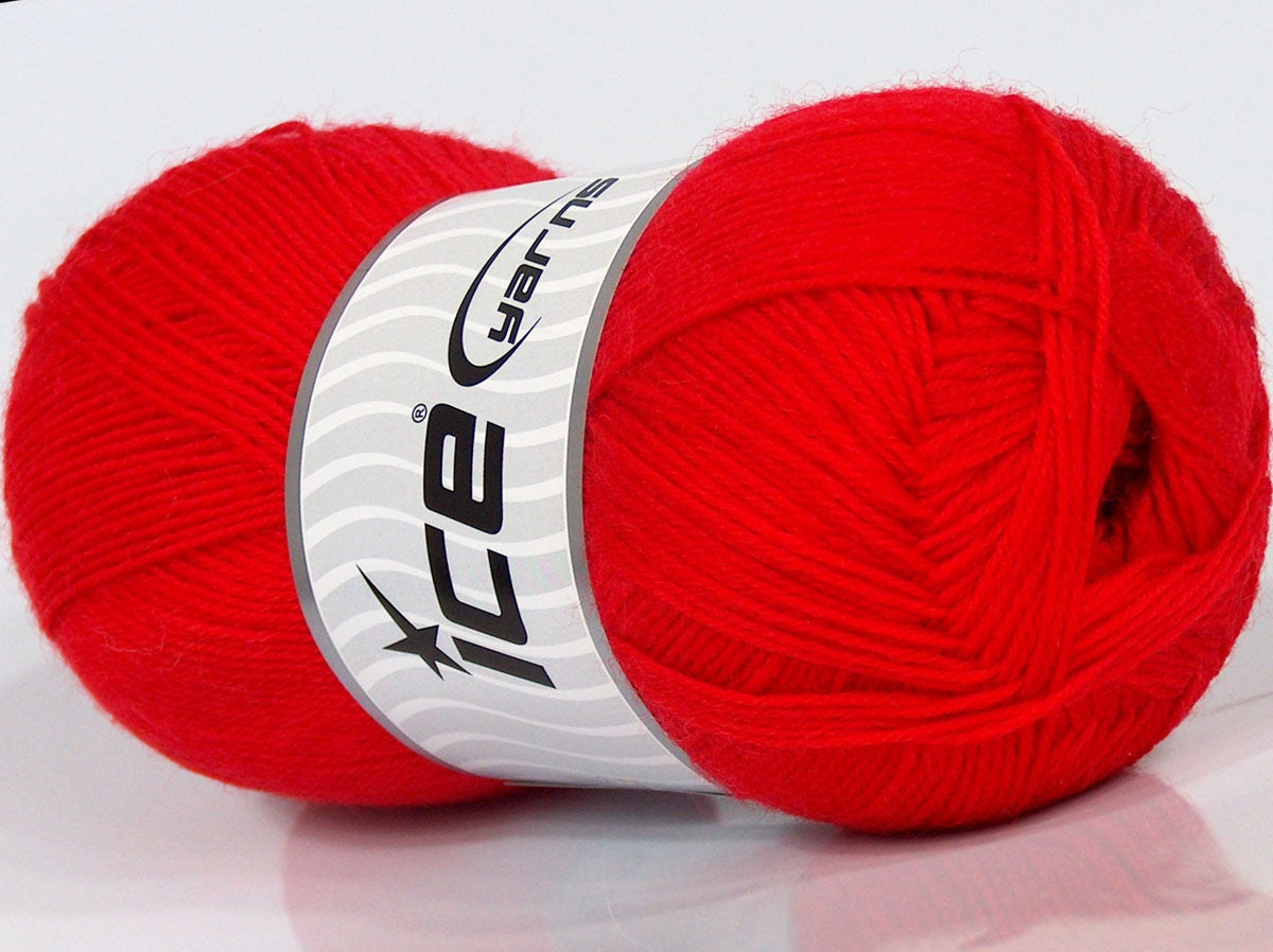 Lot of 4 x 90gr Skeins Ice Yarns SALE SOCK YARN (75% Superwash Wool) Yarn Red