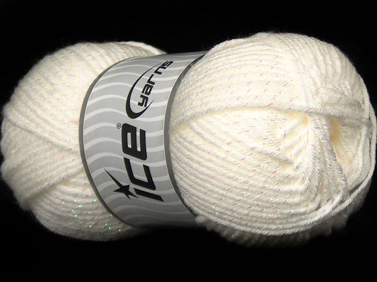 Lot of 4 x 110gr Skeins Ice Yarns SALE METALLIC Yarn White Iridescent