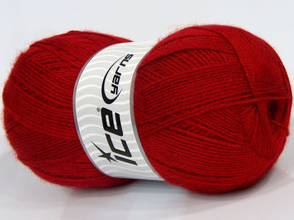 Lot of 2 x 200gr Skeins Ice Yarns SALE PLAIN Hand Knitting Yarn Red