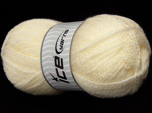 Lot of 4 x 90gr Skeins Ice Yarns SALE PLAIN Hand Knitting Yarn Cream