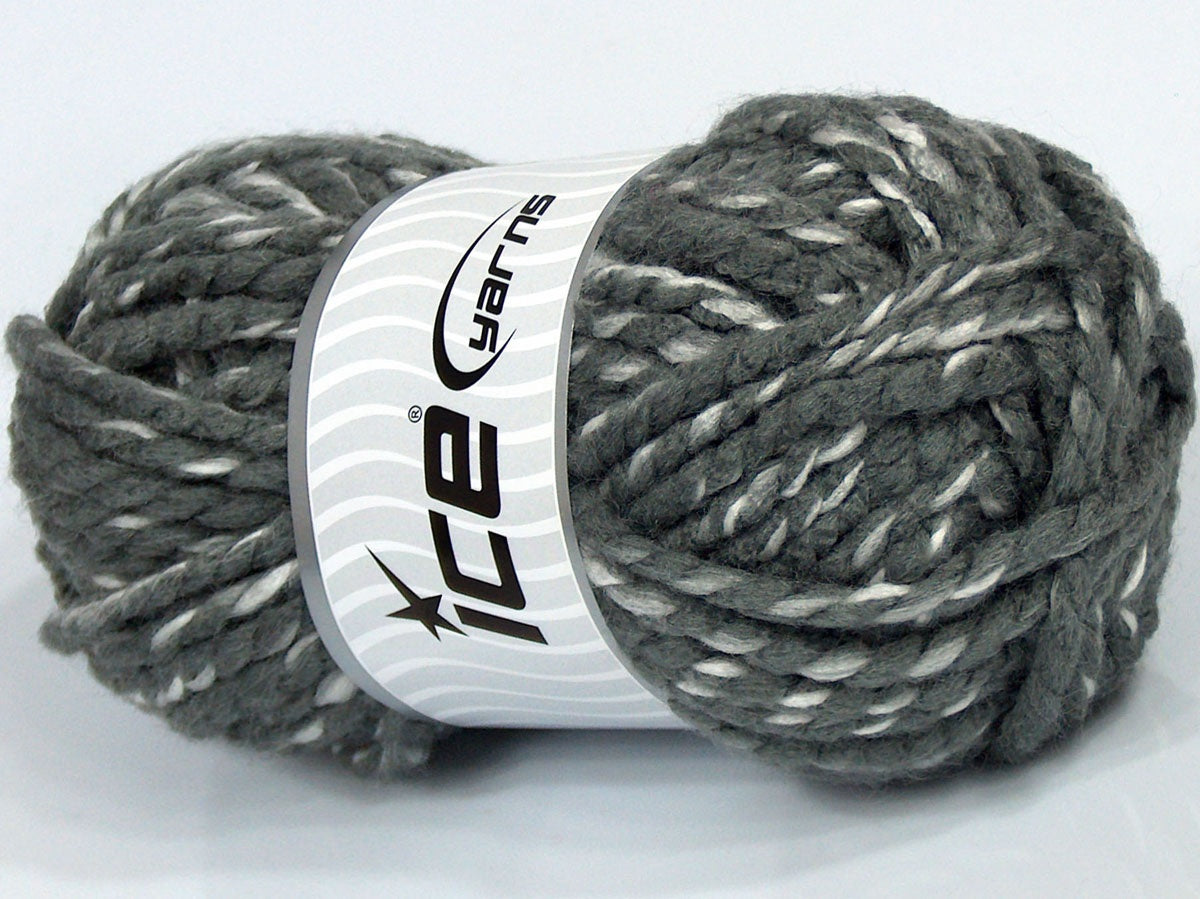 Lot of 4 x 100gr Skeins Ice Yarns SALE SELF-STRIPING (10% Wool) Yarn Grey White