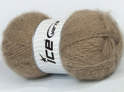 Lot of 4 x 100gr Skeins Ice Yarns SALE MOHAIR-WOOL BLEND (10% Mohair 30% Wool) Yarn Light Camel