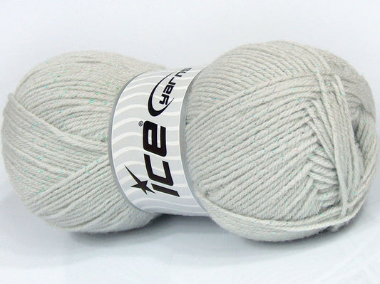 Lot of 4 x 90gr Skeins Ice Yarns SALE METALLIC Yarn Light Grey Iridescent