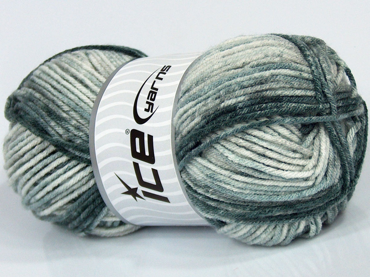 Lot of 4 x 100gr Skeins Ice Yarns SALE SELF-STRIPING Yarn Grey Shades Light Blue