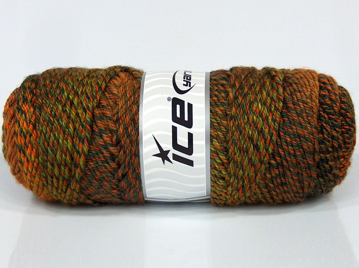 Lot of 4 x 110gr Skeins Ice Yarns SALE SELF-STRIPING Yarn Green Shades Gold Shades