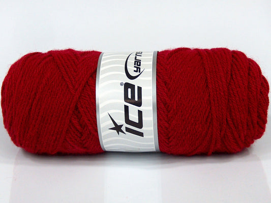 Lot of 4 x 100gr Skeins Ice Yarns SALE PLAIN (10% Wool) Hand Knitting Yarn Red
