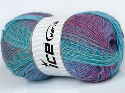 Lot of 4 x 95gr Skeins Ice Yarns SALE SELF-STRIPING Yarn Turquoise Fuchsia