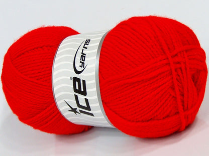 Lot of 4 x 90gr Skeins Ice Yarns SALE PLAIN Hand Knitting Yarn Red