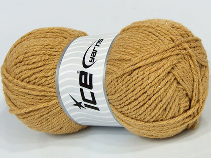 Lot of 4 x 100gr Skeins Ice Yarns SALE METALLIC Hand Knitting Yarn Light Camel