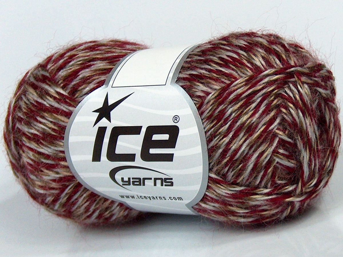 Lot of 6 Skeins Ice Yarns SALE SELF-STRIPING Yarn Camel Shades Burgundy Light Grey