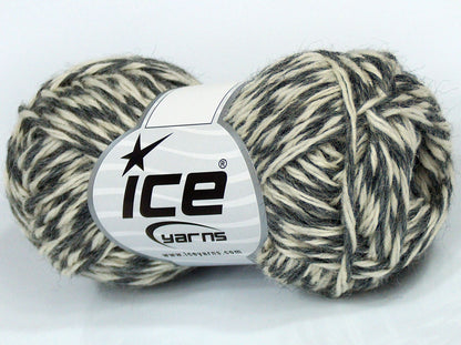 Lot of 6 Skeins Ice Yarns SALE WINTER (50% Wool) Hand Knitting Yarn Grey Cream