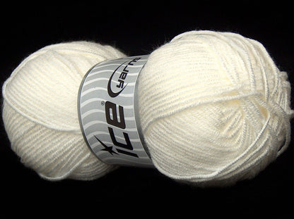 Lot of 4 x 90gr Skeins Ice Yarns SALE PLAIN Hand Knitting Yarn White