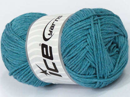 Lot of 4 x 100gr Skeins Ice Yarns NATURAL COTTON WORSTED (100% Cotton) Yarn Turquoise