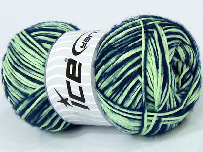 Lot of 4 x 100gr Skeins Ice Yarns CUSTOM BLEND (10% Wool) Yarn Neon Green Navy