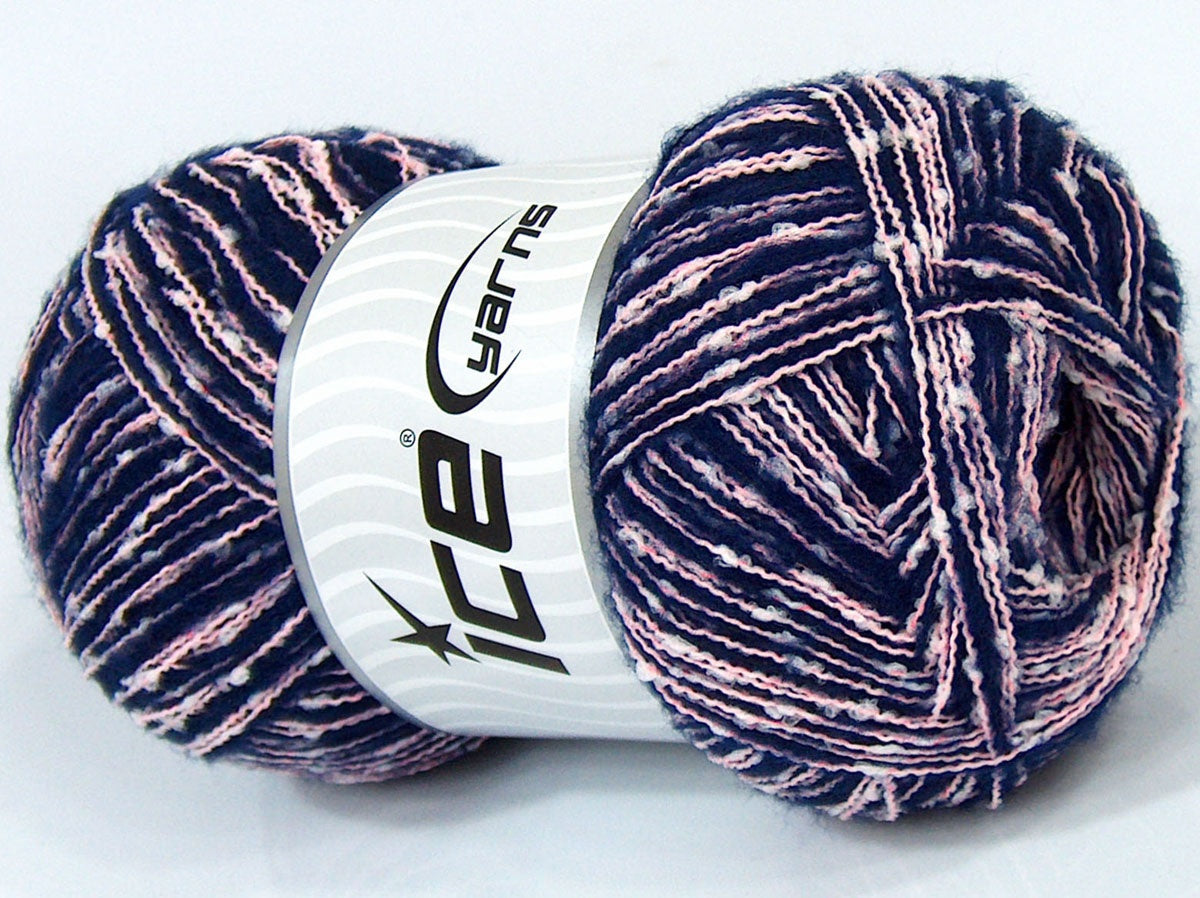 Lot of 4 x 100gr Skeins Ice Yarns CUSTOM BLEND (10% Wool) Yarn Pink Navy