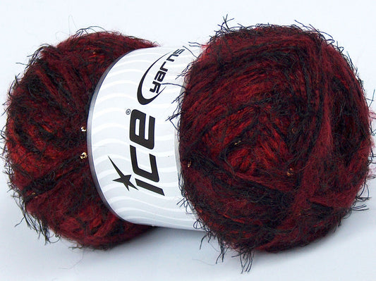 Lot of 4 x 100gr Skeins Ice Yarns SALE MOHAIR-WOOL BLEND (10% Mohair) Yarn Red Burgundy Black