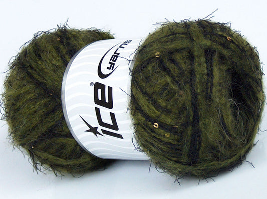 Lot of 4 x 100gr Skeins Ice Yarns SALE MOHAIR-WOOL BLEND (10% Mohair) Yarn Khaki Shades Black
