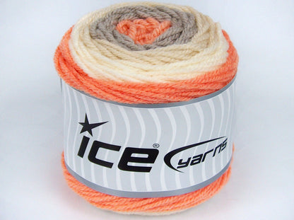 Lot of 3 x 100gr Skeins Ice Yarns CAKES WOOL (20% Wool) Yarn Orange Light Camel Cream Shades