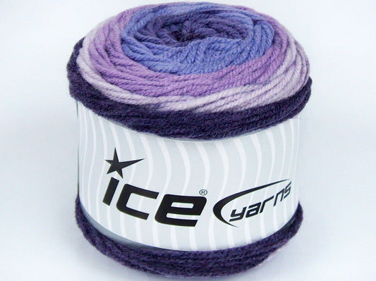 Lot of 3 x 100gr Skeins Ice Yarns CAKES WOOL (20% Wool) Yarn Purple Shades