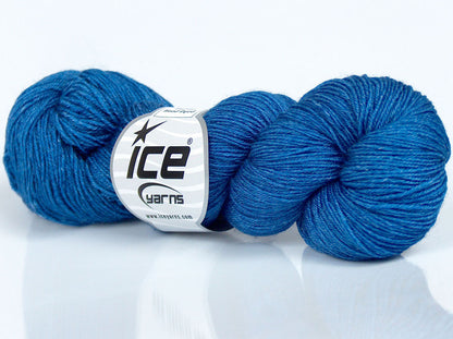 Lot of 4 Skeins Ice Yarns SILK MERINO HAND DYED (20% Silk 80% Superwash Merino Wool) Yarn Royal Blue