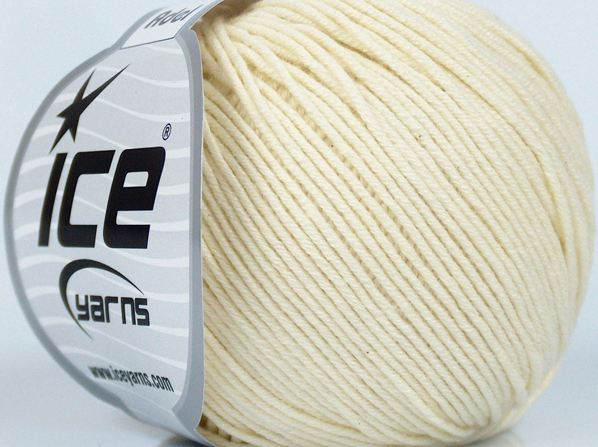 Lot of 8 Skeins Ice Yarns ADEL (50% Cotton) Hand Knitting Yarn Cream