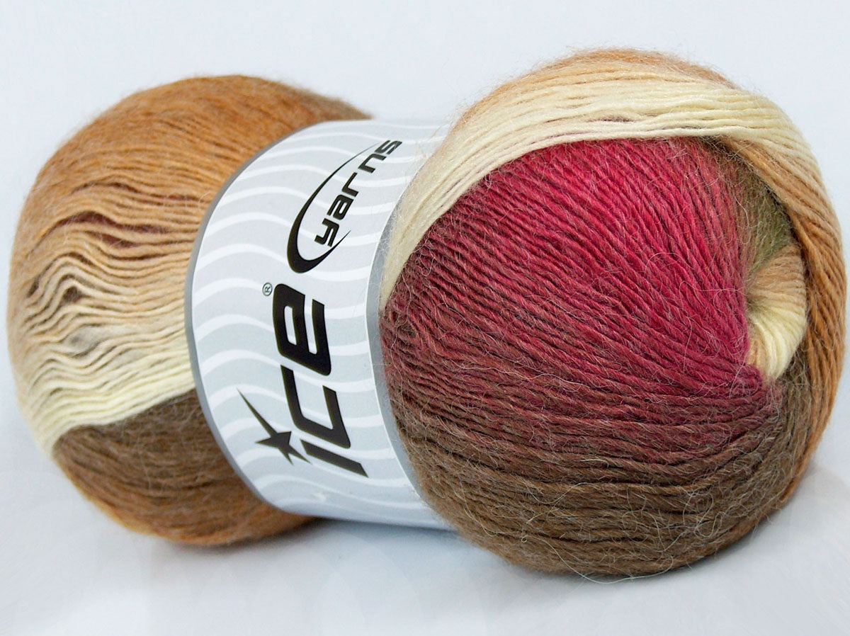 Lot of 4 x 100gr Skeins Ice Yarns SALE LUXURY-PREMIUM (20% Alpaca 20% Wool) Yarn Burgundy Green Brown Shades Cream