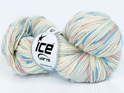 Lot of 3 x 100gr Skeins Ice Yarns HAND DYED SILK (15% Silk 85% Superwash Merino Wool) Yarn Blue Pink Ecru