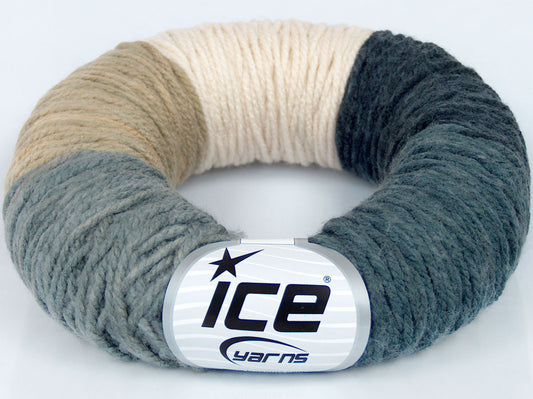 Lot of 2 x 170gr Skeins Ice Yarns DONUT XL Yarn Cream Camel Grey Black