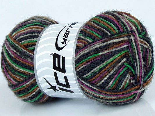 Lot of 8 Skeins Ice Yarns SOCKENWOLLE (75% Superwash Wool) Yarn Black Grey Green Purple Cream
