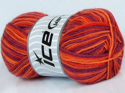 Lot of 8 Skeins Ice Yarns SOCKENWOLLE (75% Superwash Wool) Yarn Orange Shades Orchid