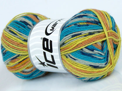 Lot of 8 Skeins Ice Yarns ROYAL SOCK (75% Superwash Wool) Yarn Turquoise Green Gold Light Grey