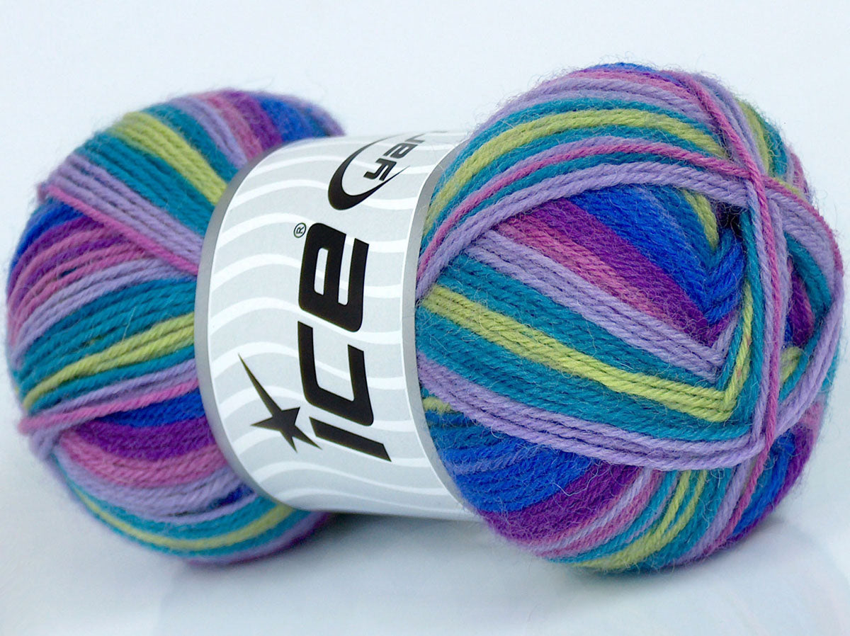 Lot of 8 Skeins Ice Yarns SOCKENWOLLE (75% Superwash Wool) Yarn Pink Shades Lilac Green Turquoise