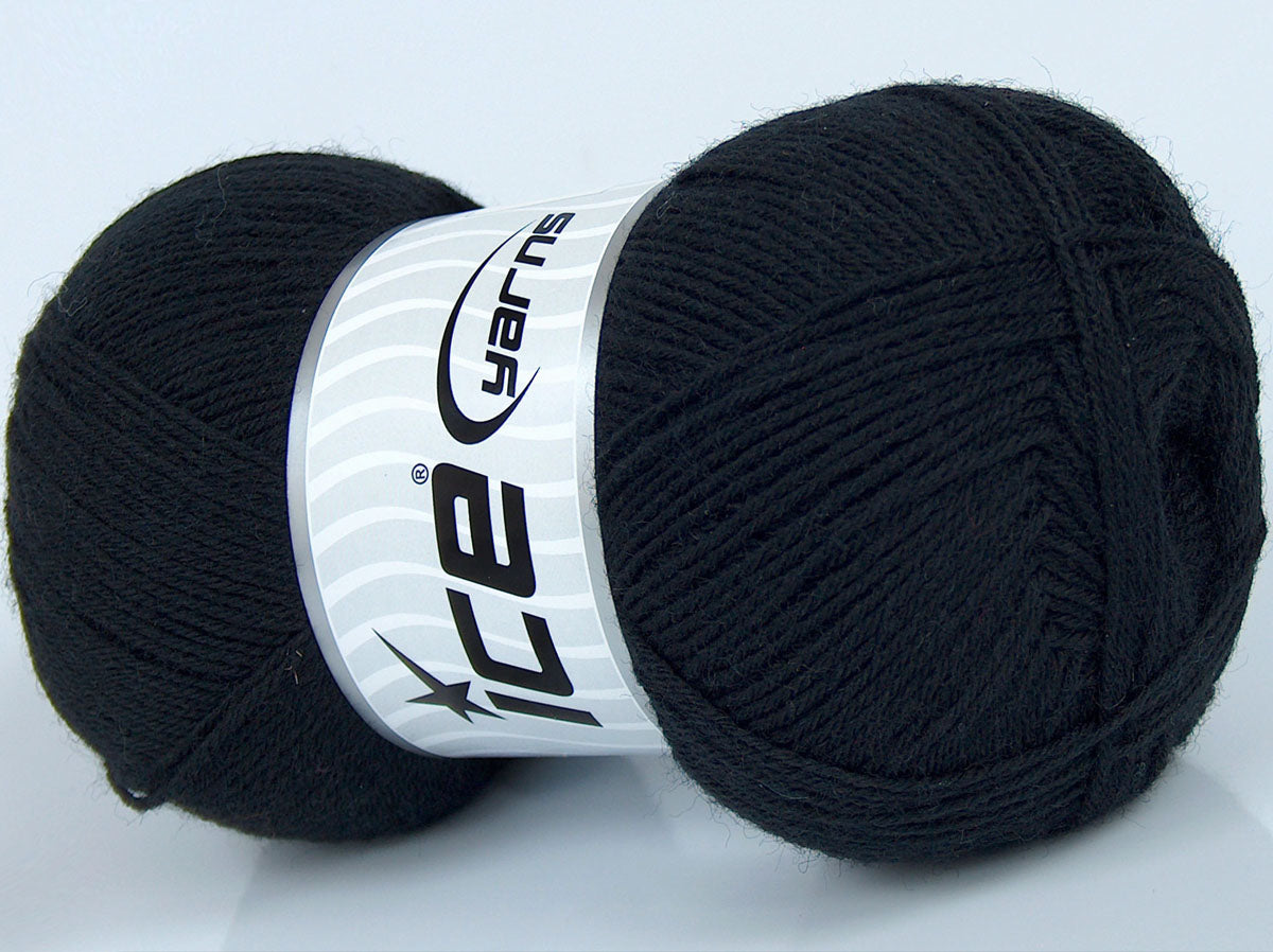 Lot of 4 x 100gr Skeins Ice Yarns SOLID SOCK (75% Superwash Wool) Yarn Black