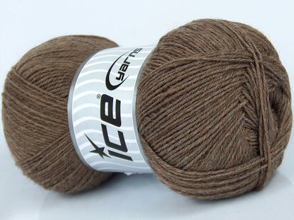 Lot of 4 x 100gr Skeins Ice Yarns SOLID SOCK (75% Superwash Wool) Yarn Camel