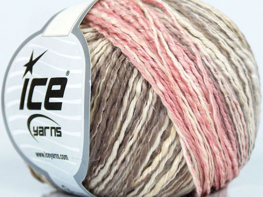 Lot of 4 Skeins Ice Yarns ELEGANT (36% Superwash Merino 18% Linen) Yarn Pink Camel Cream