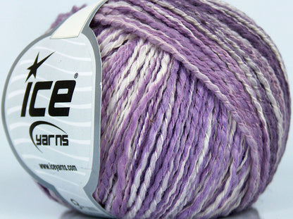 Lot of 4 Skeins Ice Yarns ELEGANT (36% Superwash Merino 18% Linen) Yarn Lilac Shades Cream
