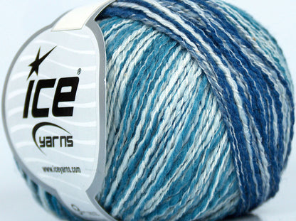 Lot of 4 Skeins Ice Yarns ELEGANT (36% Superwash Merino 18% Linen) Yarn Blue Shades Grey